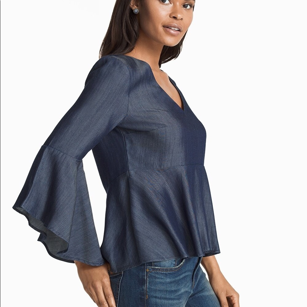 Denim empire blouse